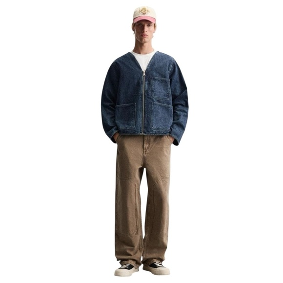 SOLD Zara Boxy Denim Zip Up Jacket Size Medium Blue Equestrian Classic Prep - Picture 9 of 9